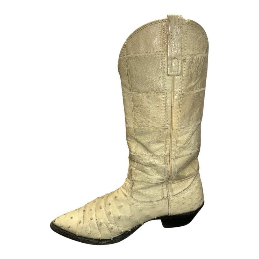 Nocona Men’s Cowboy Boots 7 EE Full Quill Ostrich Leather, Western, Cream/Ivory